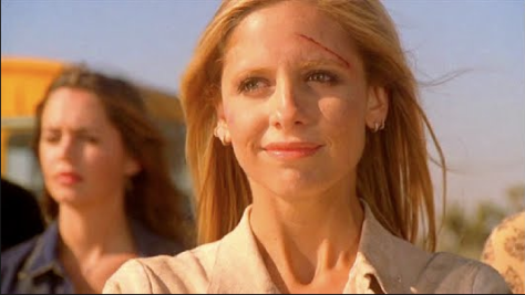 Buffy, after defeating The First -arguably their most challenging Big Bad- with Willow and the Potentials playing crucial roles. ("Chosen")