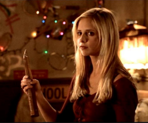 Buffy wielding a phallus in Season Four's "The Freshman"